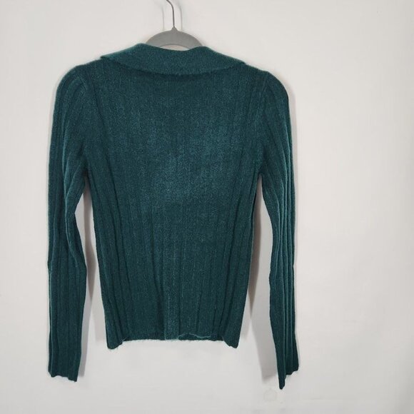 ASOS DESIGN open collar ribbed sweater in green Size US‎ 6 - Picture 3 of 7